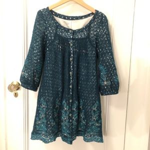 Vintage style teal green swing jacket.